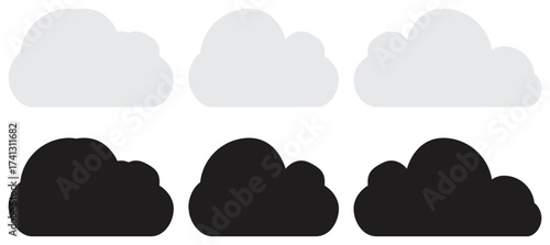 Flat minimal cloud icon set collection.
