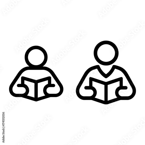 Reading Icon Vector – Student Study Symbol, Education Illustration, Book Learning Sign