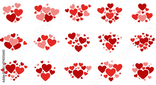 Romantic Red and Pink Heart Collection – Flat Love Icons and Valentine Elements