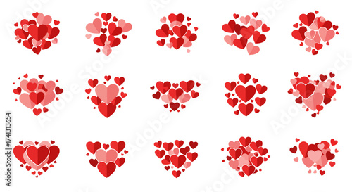 Romantic Red and Pink Heart Collection – Flat Love Icons and Valentine Elements