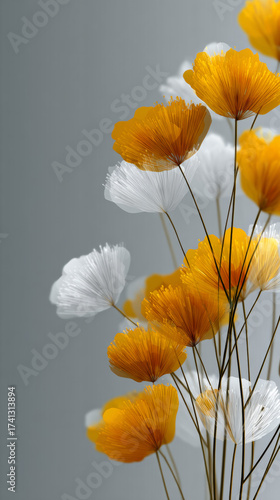 Soft floral background with abstract yellow and white flowers and light texture, clean minimal design for mobile app onboarding screen, modern botanical aesthetic with high resolution and no text
