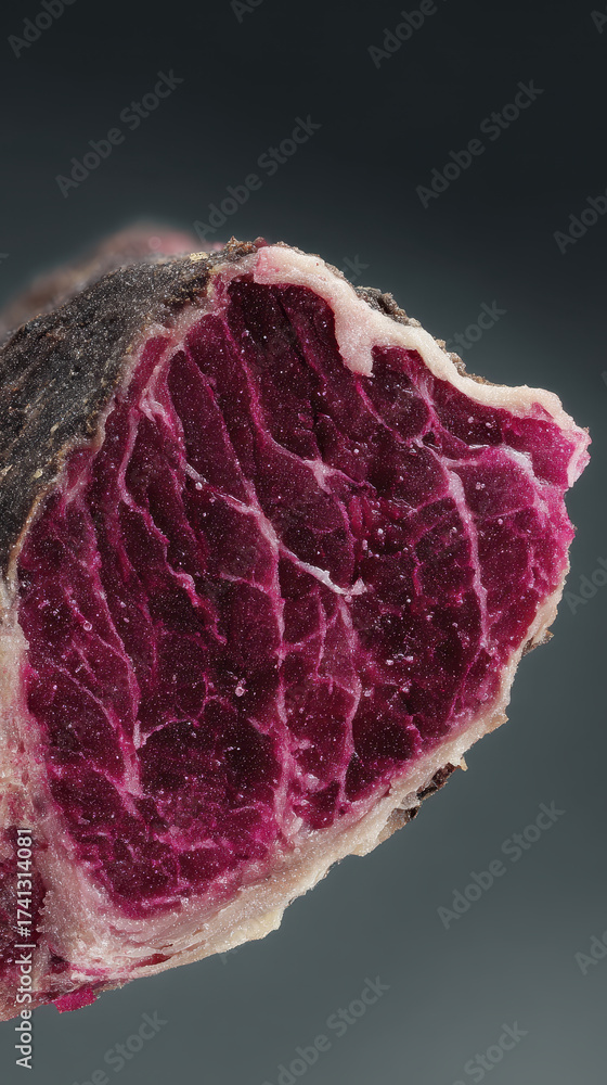 Obraz premium Dry aged beef marbled meat macro texture closeup raw gourmet butcher steak detail