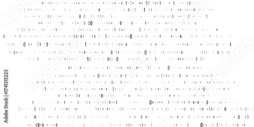 Binary code black and white background with two binary digits, 0 and 1 isolated on a white background. Halftone vector illustration.