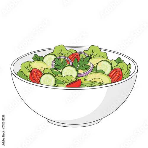 Fresh Salad Bowl with Vegetables and Avocado