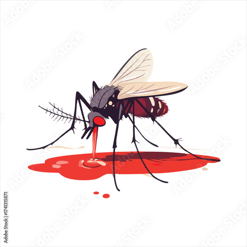 Mosquito feeding on blood
