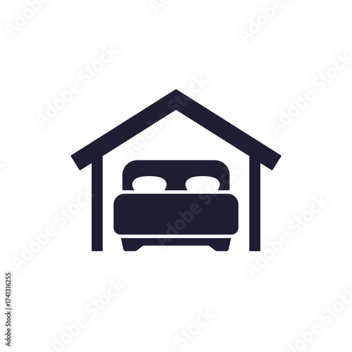 accommodation icon with double bed