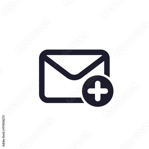 add mail icon, pictogram on white