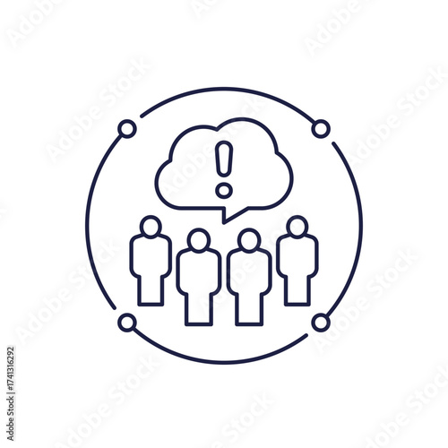 air pollution line icon with people