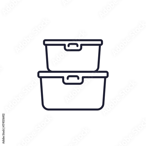 food containers line icon on white