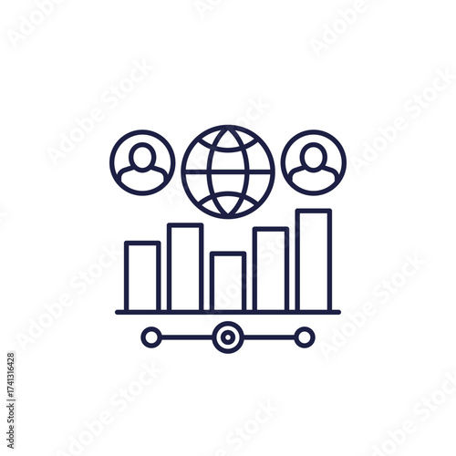 global audience line icon with a chart