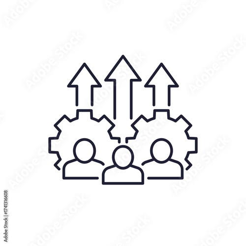 workforce growth line icon with people