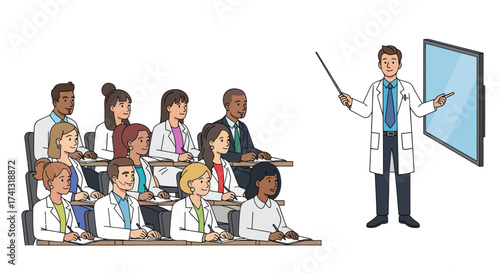 Medical Professionals Attending a Training Session with a Lecturer.