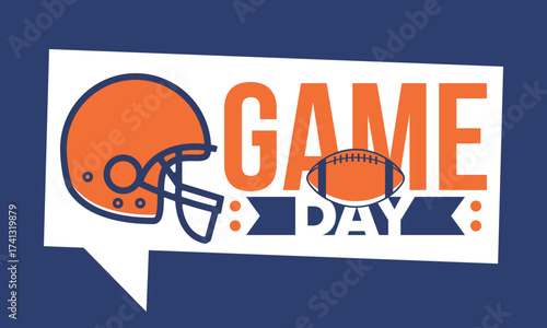 Game Day. American football playoff. Super Party in United States. Final game of regular season. Professional team championship. Ball for american football. Sport poster. Vector illustration