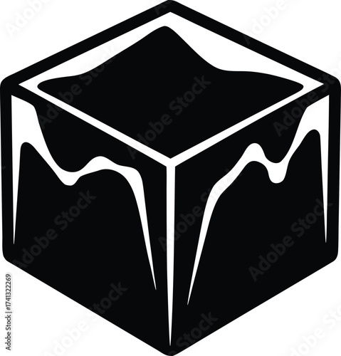 Ice cube vector icon.