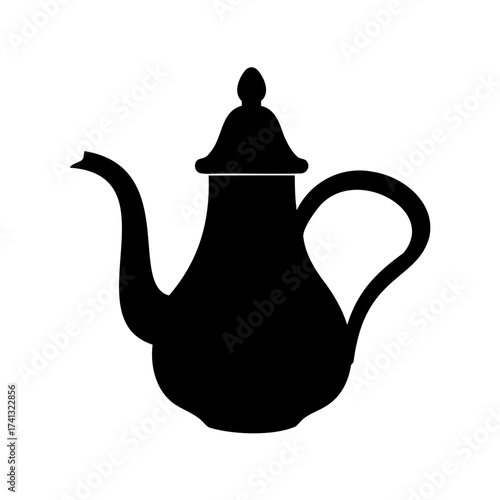 Silhouette of a traditional Middle Eastern tea pot or coffee pot