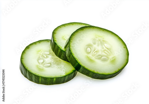 Sliced cucumber isolated on a white background