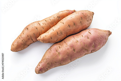 long sweet potato on a white background