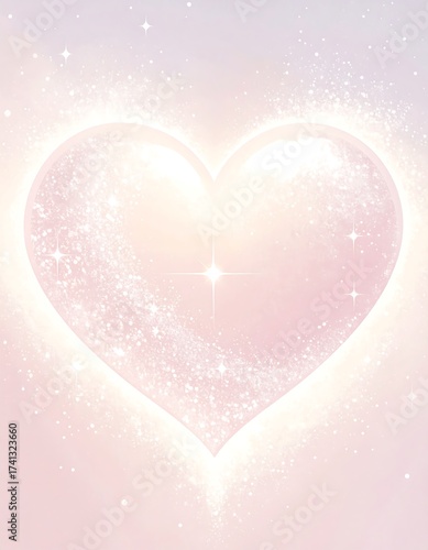 Glowing heart on a pastel background