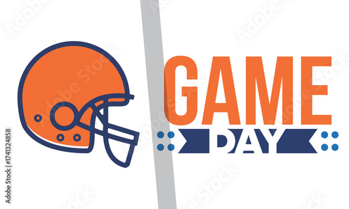Game Day. American football playoff. Super Party in United States. Final game of regular season. Professional team championship. Ball for american football. Sport poster. Vector illustration