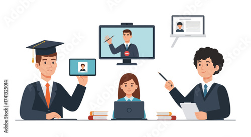 Students and Teacher Engaging in Online Learning Session.