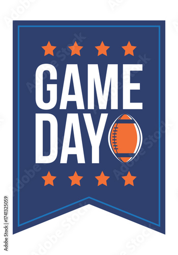 Game Day. American football playoff. Super Party in United States. Final game of regular season. Professional team championship. Ball for american football. Sport poster. Vector illustration