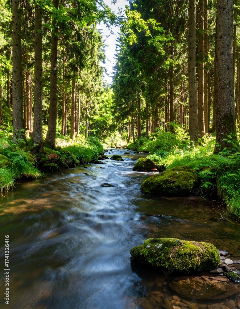 Obraz premium Sunny forest stream