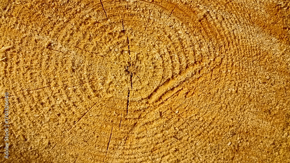 Naklejka premium Wooden texture of cut tree trunk. Abstract background for design.