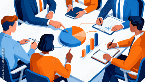 Business team analyzing data charts