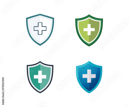 Health protection shield icons