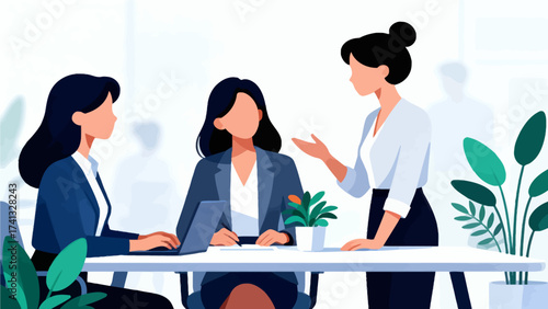 Three women in business meeting