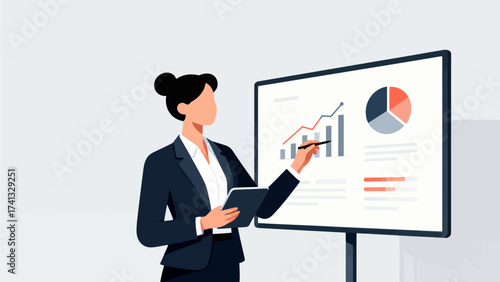 Businesswoman presenting data on screen