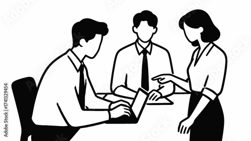 Three people in business meeting
