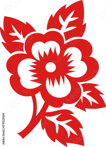 Chinese New Year 2026, the year of the Horse, red and gold line art characters, simple hand-drawn Asian elements with craft (Chinese translation: Happy Chinese New Year 2026, year of the Horse)