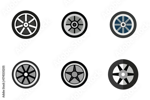 Variety of Wheel Designs for Automotive Applications and Engineering Projects showcasing different spoke patterns for car or vehicle illustrations and graphics