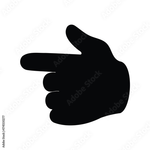 Illustration of a left pointing hand gesture with a black silhouette