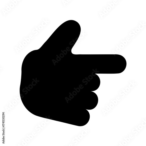 Black hand pointing to the right to call attention to something