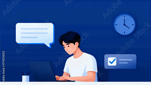 Man using laptop at desk