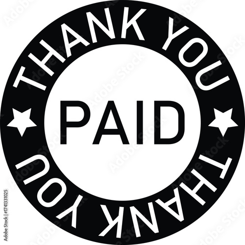 Paid Sign Word Text Rubber Stamp Grunge Effect Vector Illustration, Grunge rubber stamp with the text Paid and Thank you, Distressed red paid stamp isolated on transparent background. Paid Logo Victor