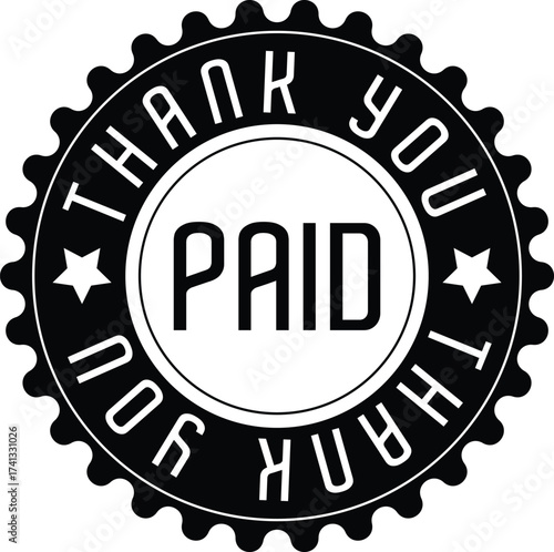 Paid Sign Word Text Rubber Stamp Grunge Effect Vector Illustration, Grunge rubber stamp with the text Paid and Thank you, Distressed red paid stamp isolated on transparent background. Paid Logo Victor