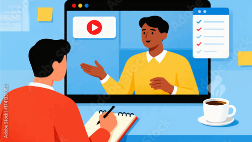 Person watching video tutorial on computer