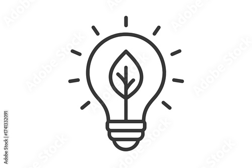 Green energy concept. Renewable energy metaphor. Lightbulb with leaf inside icon. Sustainability, ecology, environment. Eco idea symbol. Bio energy. Clean power technology vector.