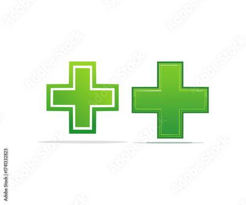 Healthcare Green Plus Sign Set