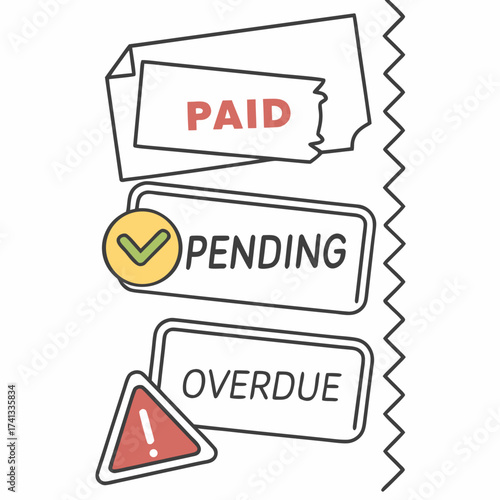 Illustration of paid, pending, and overdue bills