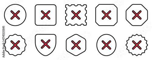 Vector cross multiply close remove mark icon. Black, white background. Perfect for app and web interfaces, infographics, presentations, marketing, etc.