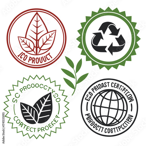 Collection of ecofriendly product certification labels