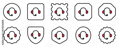 Vector headphones, customer service, call center icon. Black, white background. Perfect for app and web interfaces, infographics, presentations, marketing, etc.