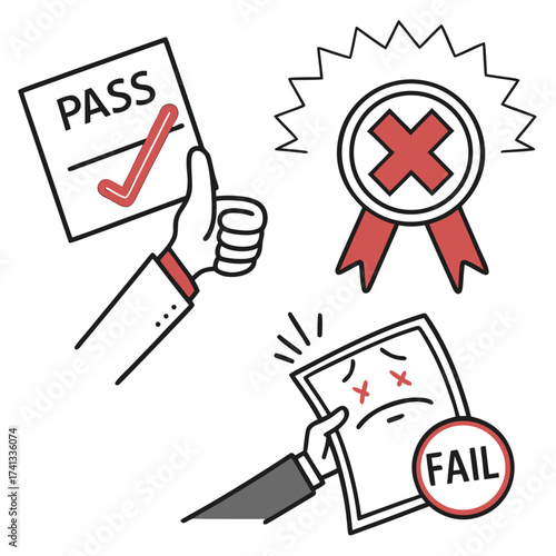 Illustration of pass and fail concept