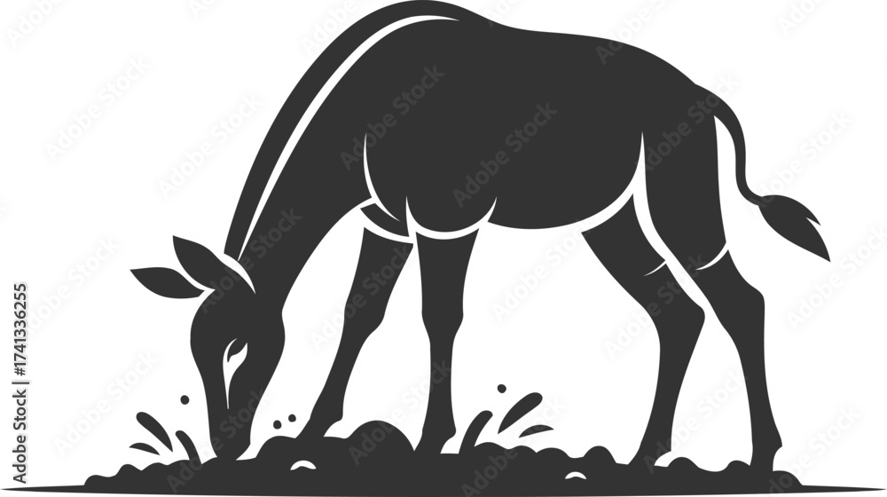 Fototapeta premium Animal black silhouette of a okapi vector illustration