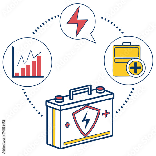 Battery and energy statistics illustration