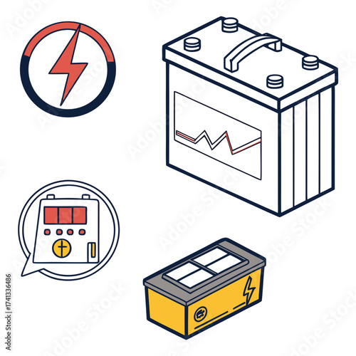 Illustration of battery and energy components